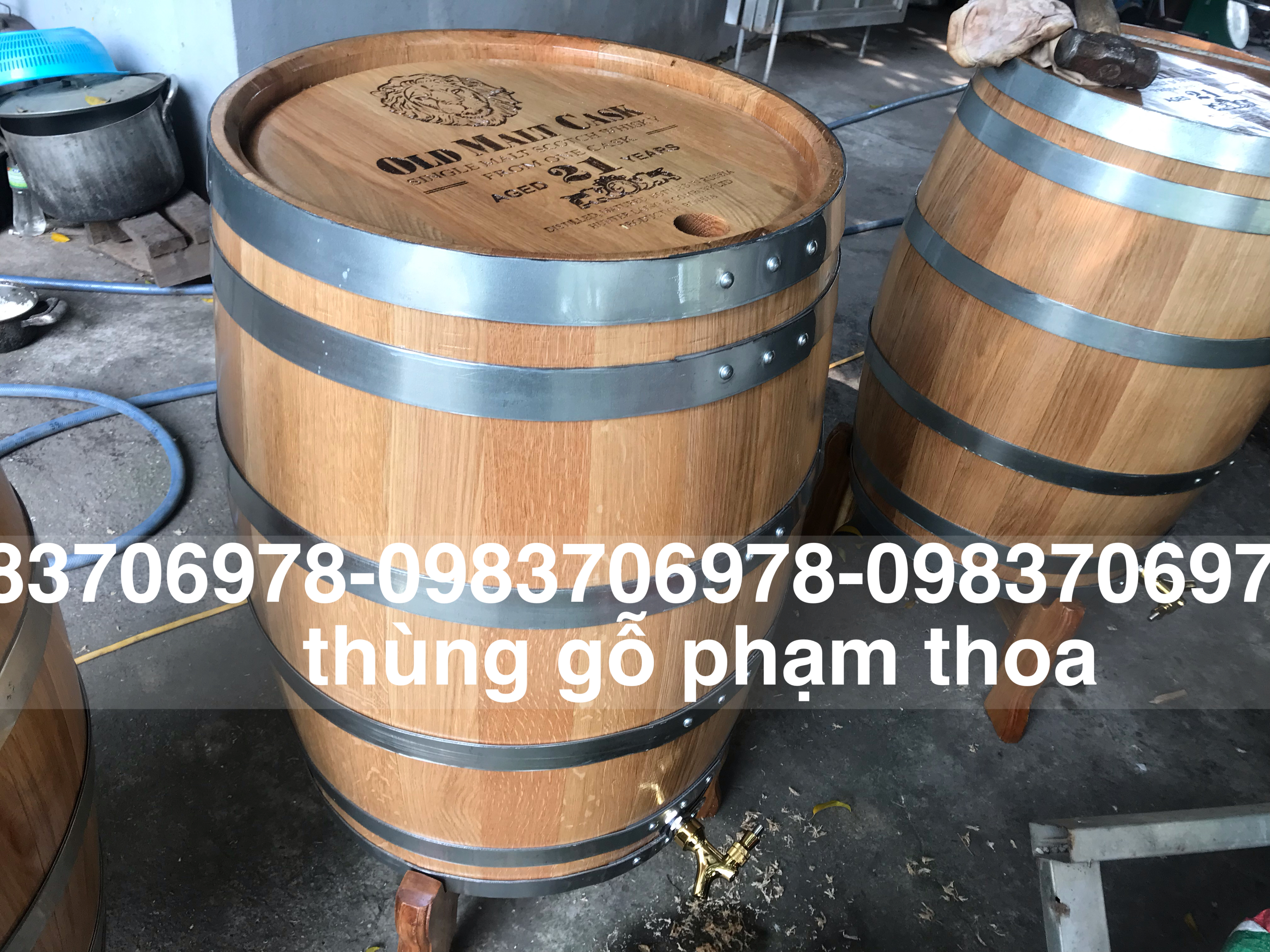 Thùng ngâm ủ rượu gỗ sồi 100lit dáng đứng