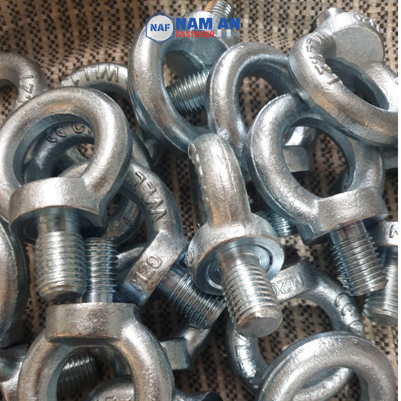 3 Con Bu lông tai cẩu M12, M16, M20, M24, bulong móc cẩu Mạ trắng hàng đẹp chuẩn