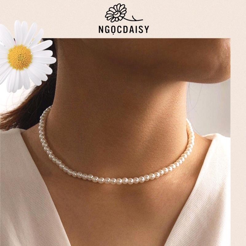 N40 Dây chuyền handmade hạt Ngọc kiểu choker xinh xắn