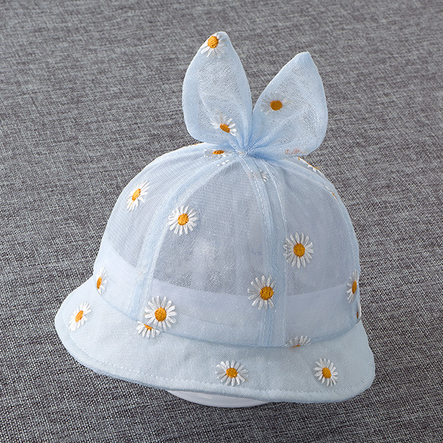 Mũ vành tròn dạng lưới in hình hoa cúc xinh yêu hết nấc cho bé từ 0-1 tuổi