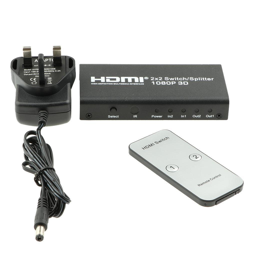 HDMI 2X2 Switch Splitter 2 In 2 Out Support 4k 1080P HDMI1.3b for PC HDTV UK