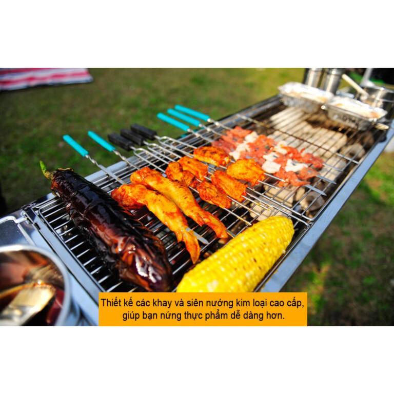 Lò nướng than inox ngoài trời BBQ Full Set (73 x 33 x 71)cm