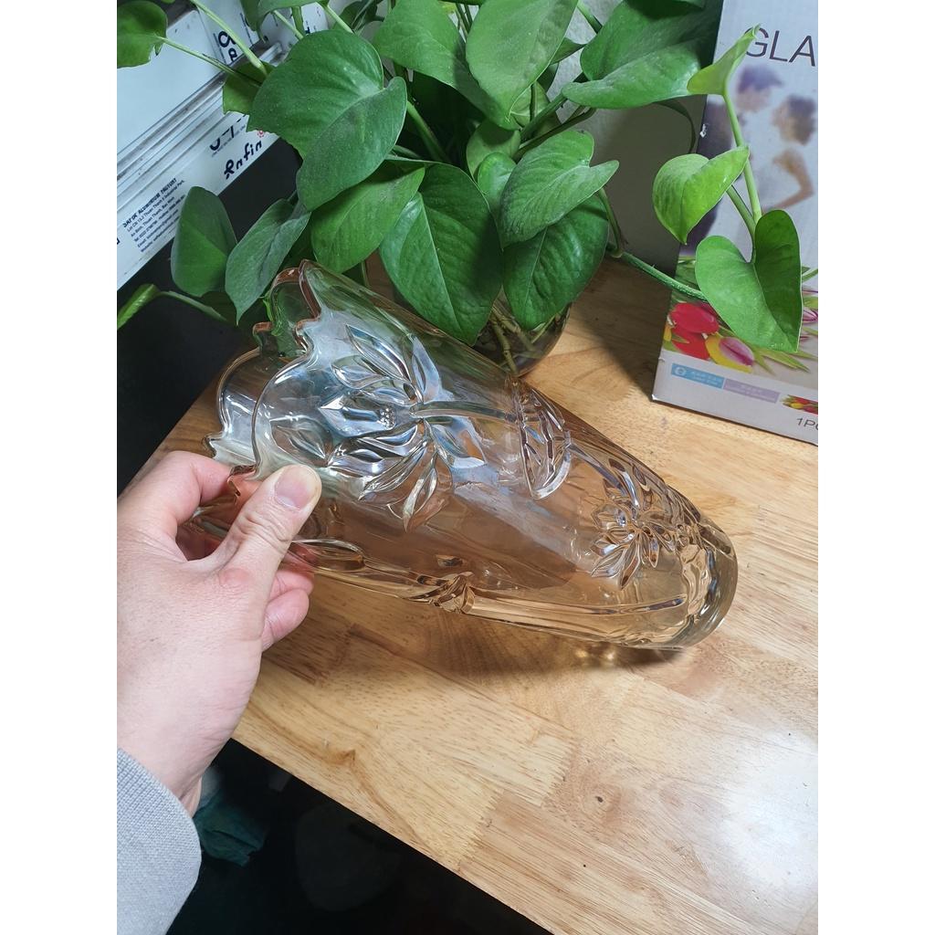 Lọ hoa thủy tinh pha lê nhũ vàng 30cm - Cao cấp
