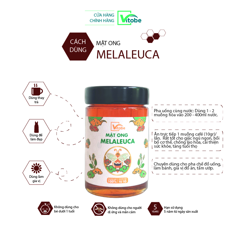 Mật Ong Melaleuca Vitobe - Hữu cơ 100%