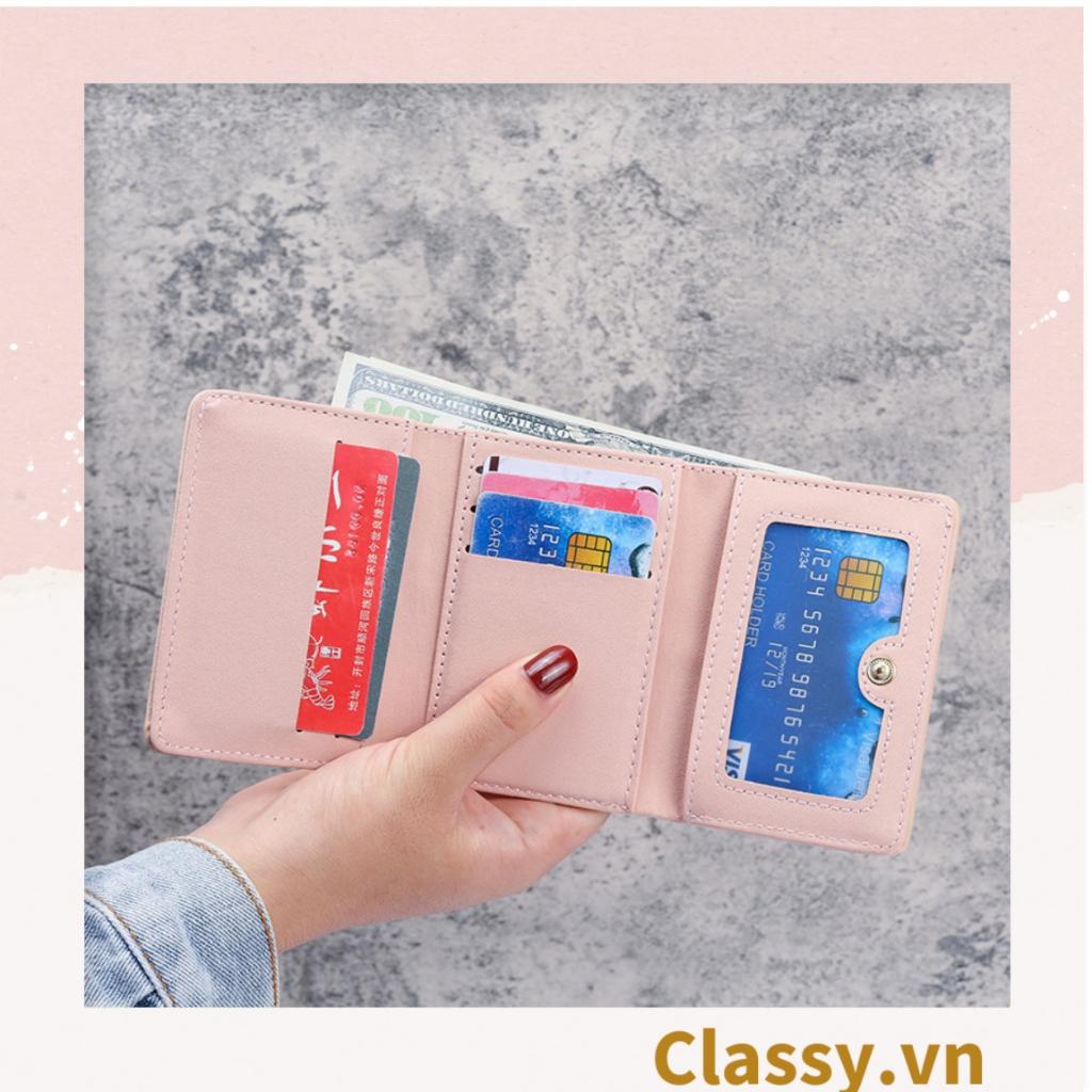 Ví ngắn cầm tay  Classy nữ Classy 10x8x1.5cm, có đính tua rua đựng tiền phong cách hàn quốc dễ thương T1159