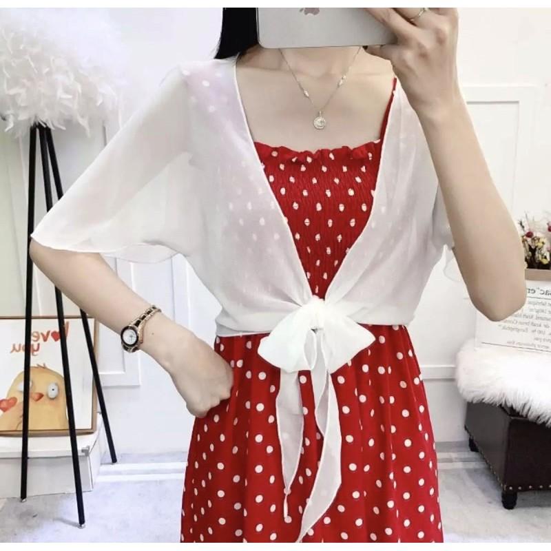 Áo khoác voan cột eo tay loe diện đẹp luôn xinh tươi