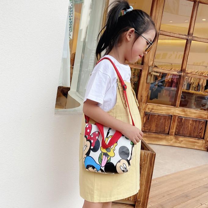 Túi tote vải đeo chéo dễ thương hình MICKEY, PLUTO, CHIP&amp;DALE phong cách Hàn Quốc cho bé gái TX22