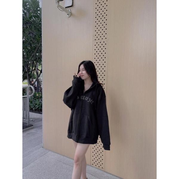 áo nỉ khóa hoodie chữ vòng đẹp cực hot in chữ siêu hot hàng mặc mát thoải mái dáng rộng unisex