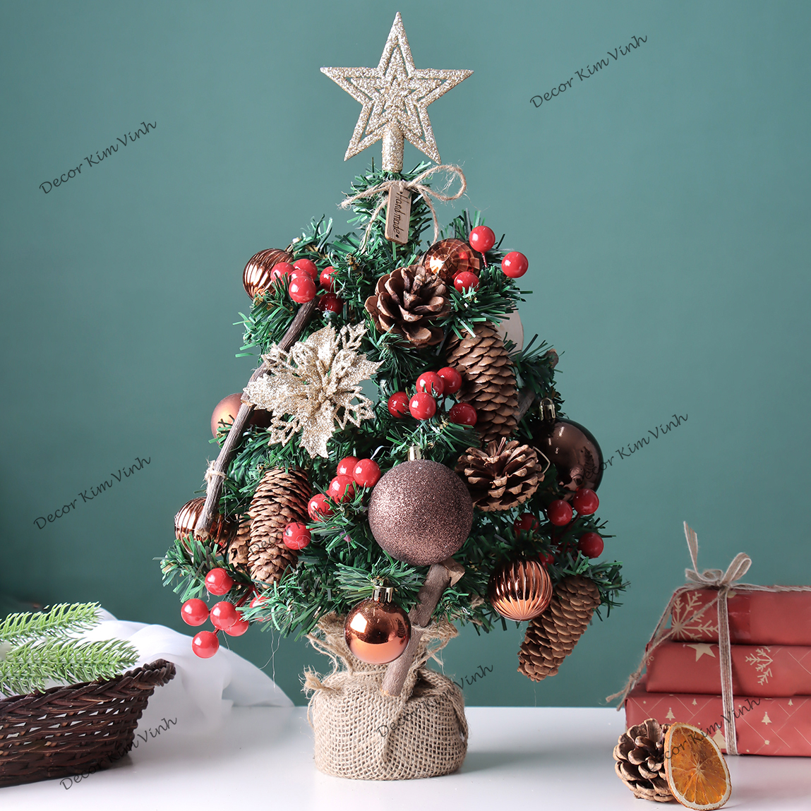 Cây Thông Noel Hàn Quốc THQ20 40cm Cây Thông Vintage Trang Trí Giáng Sinh