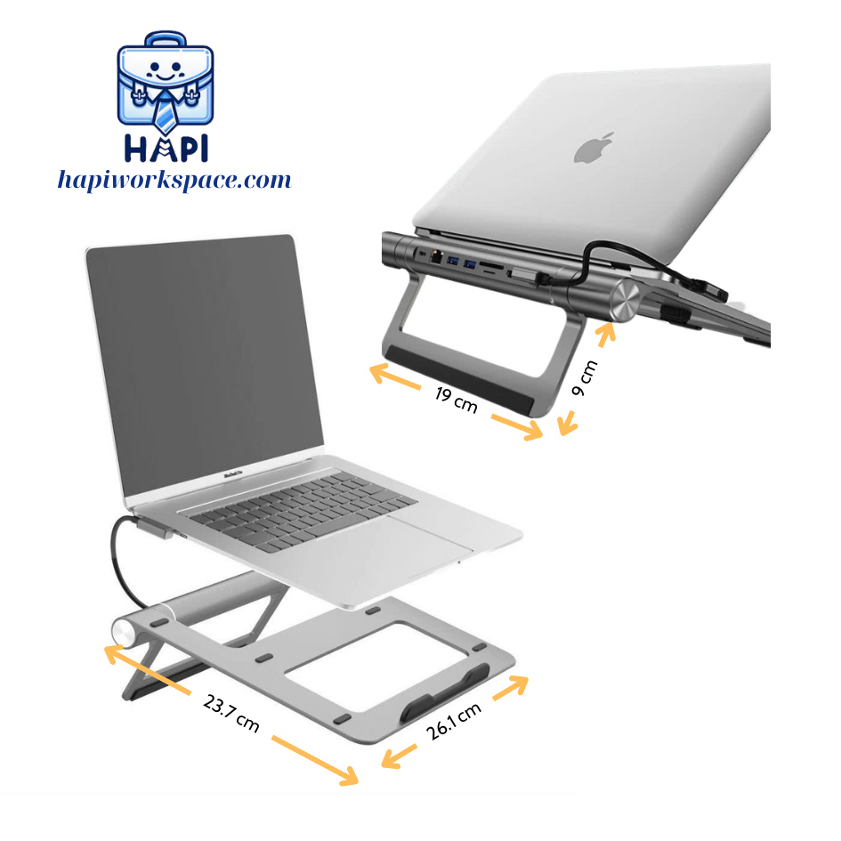 Giá đỡ Laptop hàng chính hãng WiWU Wi-A821CH tích hợp HUB mở rộng Type-C 8-in-1: Linh hoạt, tối ưu mọi điều kiện