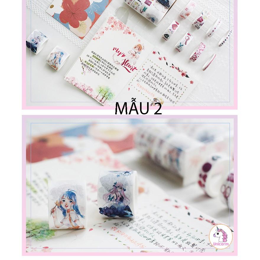 Set 10 cuộn băng dính trang trí - băng keo trang trí siêu đẹp trang trí scrapbook, sổ tay planner