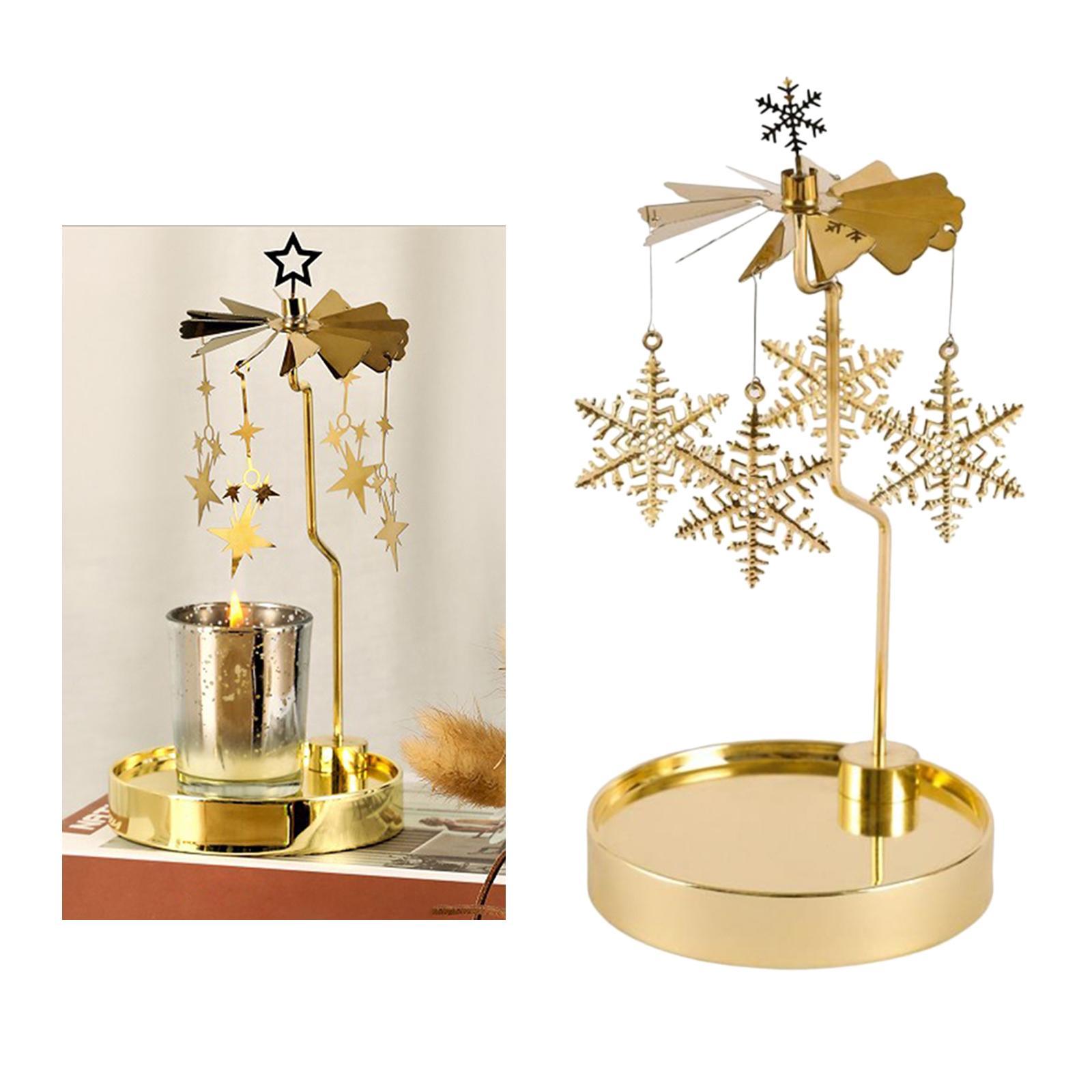 2 Pieces Rotating Candle Holder Tray Plate Candlestick Christmas Home Decor