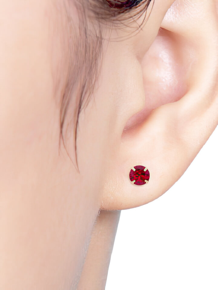 14K Gold Post Earrings Red - MOON Jewelry