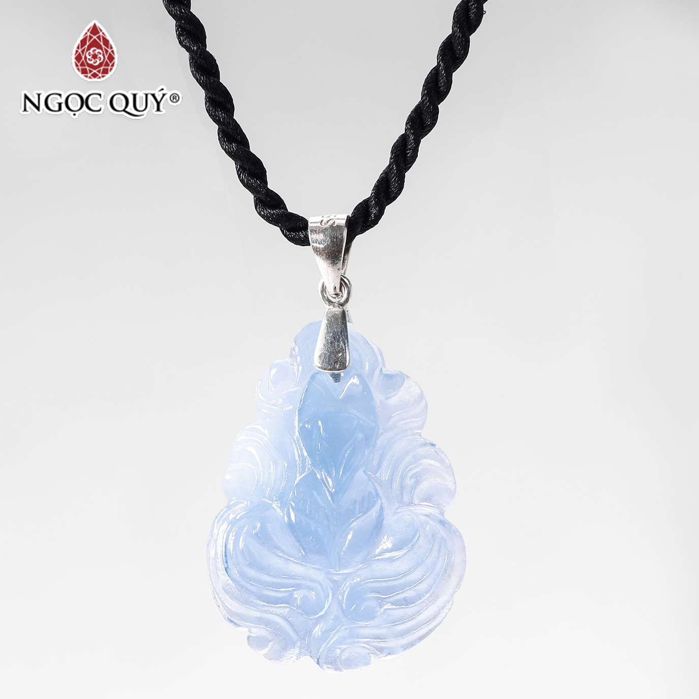 Mặt dây chuyền nữ hoàng hồ ly đá aquamarine mệnh thủy, mộc - Ngọc Quý Gemstones