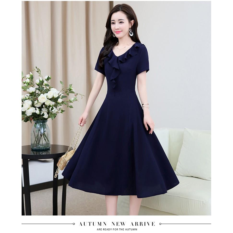 DRESS49-ĐẦM XÒE VIỀN BÈO TAY NGẮN S-6XL