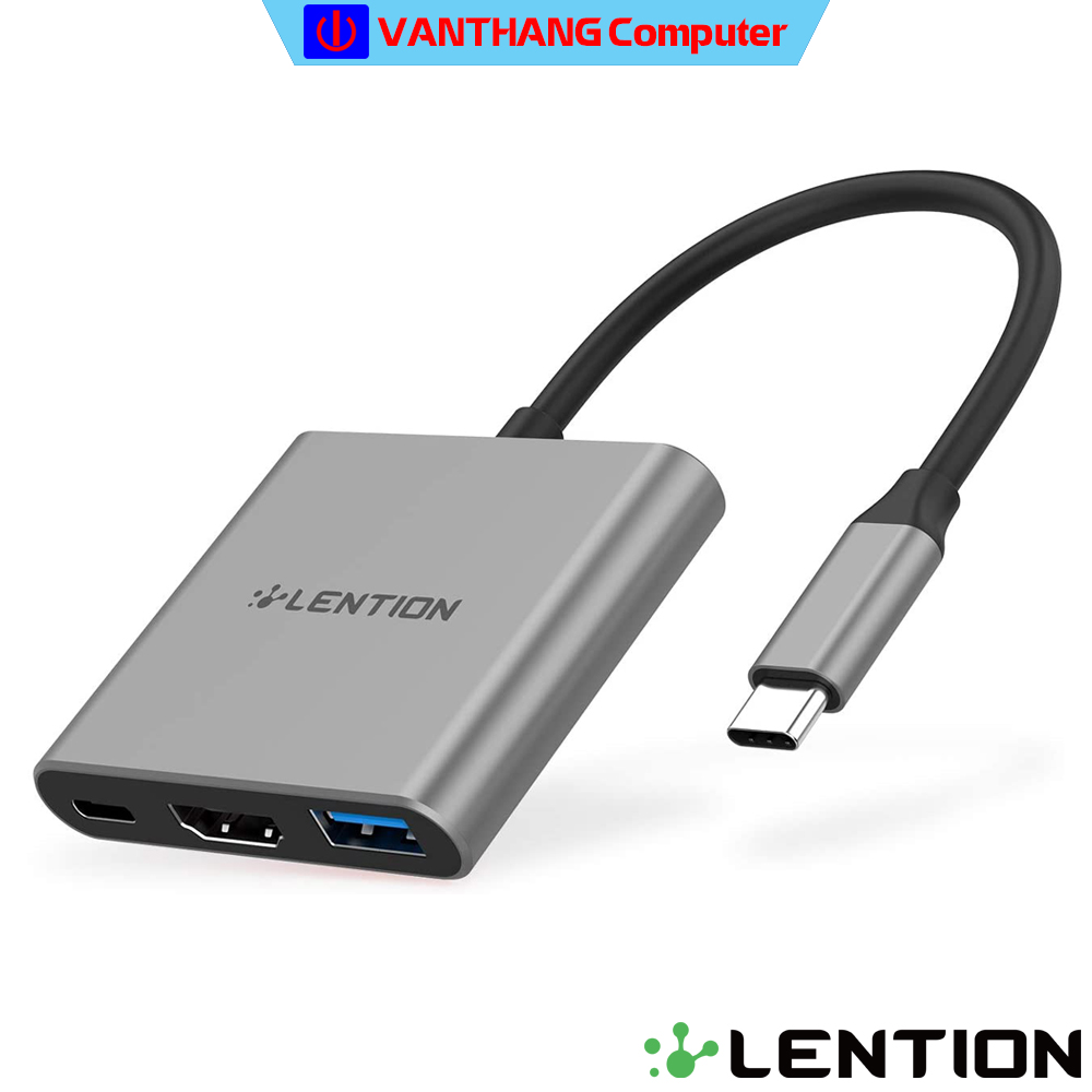 Hub USB C LENTION C14 3 trong 1 với PD, Type A 3.0, HDMI - Hàng chính hãng