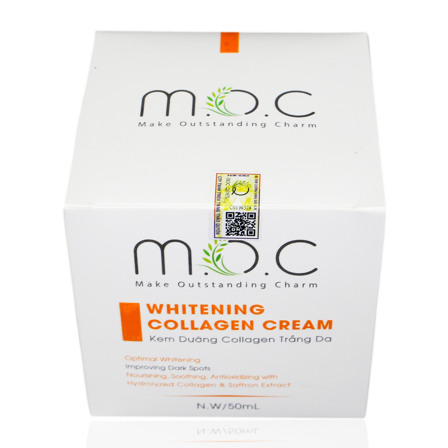 Kem Dưỡng Collagen Trắng Da M.O.C - Chiết xuất Hoa Nghệ Tây chống oxy hóa, nuôi dưỡng tế bào da, chống lão hóa, ngăn ngừa sạm nám, không bết rích, thông thoáng lỗ chân lông