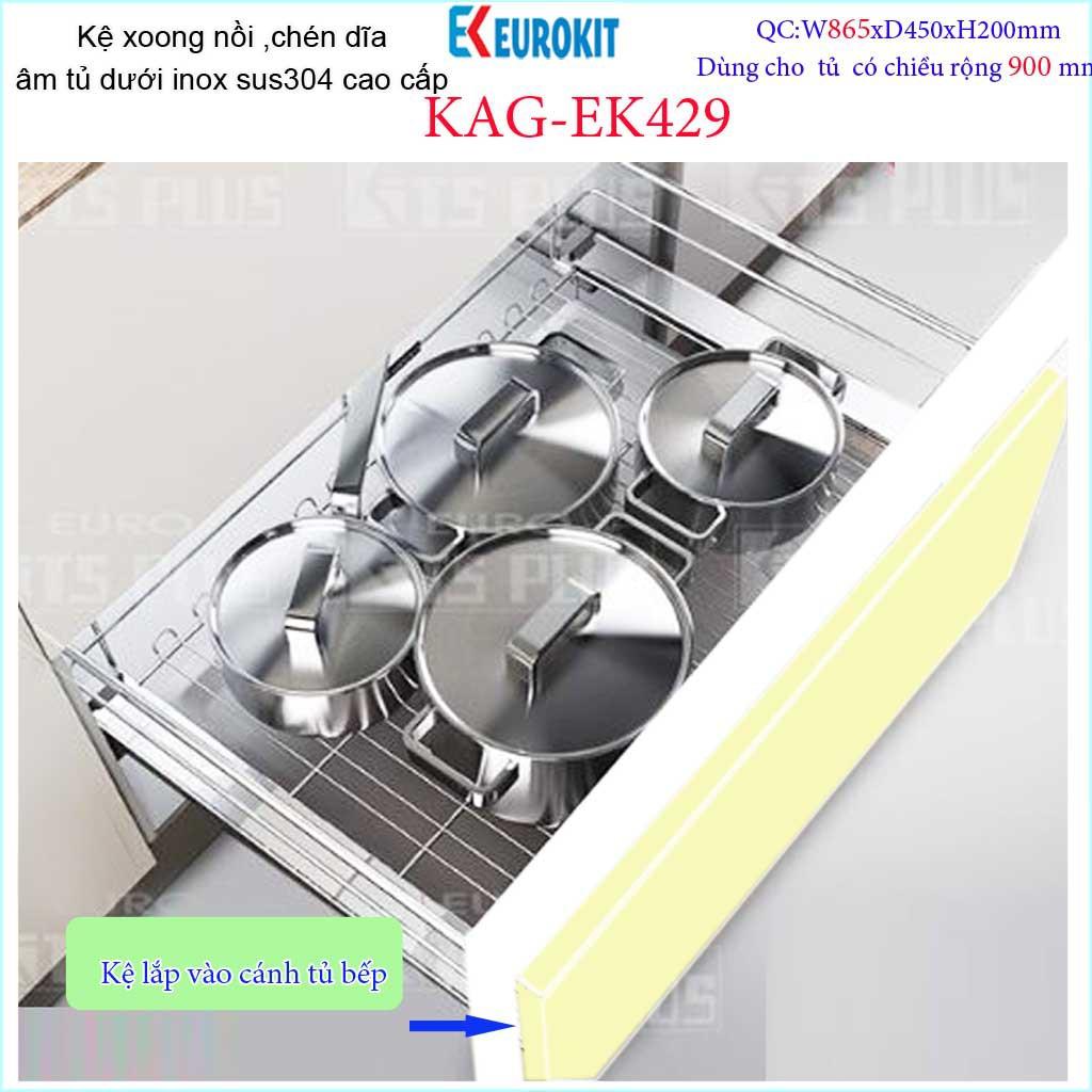 Kệ chén bát xoong nồi Euro âm tủ bếp inox 304, Kệ đa năng ray kéo tủ bếp dưới 60cm,-70cm-80cm-90cm, khuyến mãi phí lắp