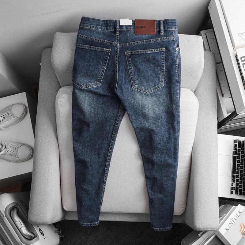 Quần Bò Nam Xanh Trơn dáng ôm slim chất jean co giãn VNXK cao cấp