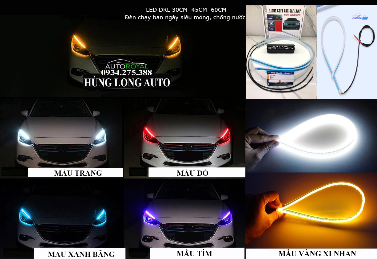 LED mí ô tô hiệu ứng xinhan đuổi kiểu Audi gắn ngoài.Bộ 8 màu nhiều chế độ