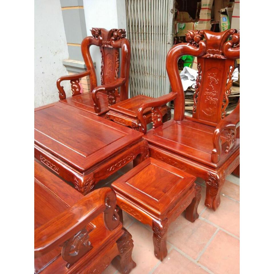 Bàn ghế gỗ phòng khách minh quốc đào gỗ hương vân