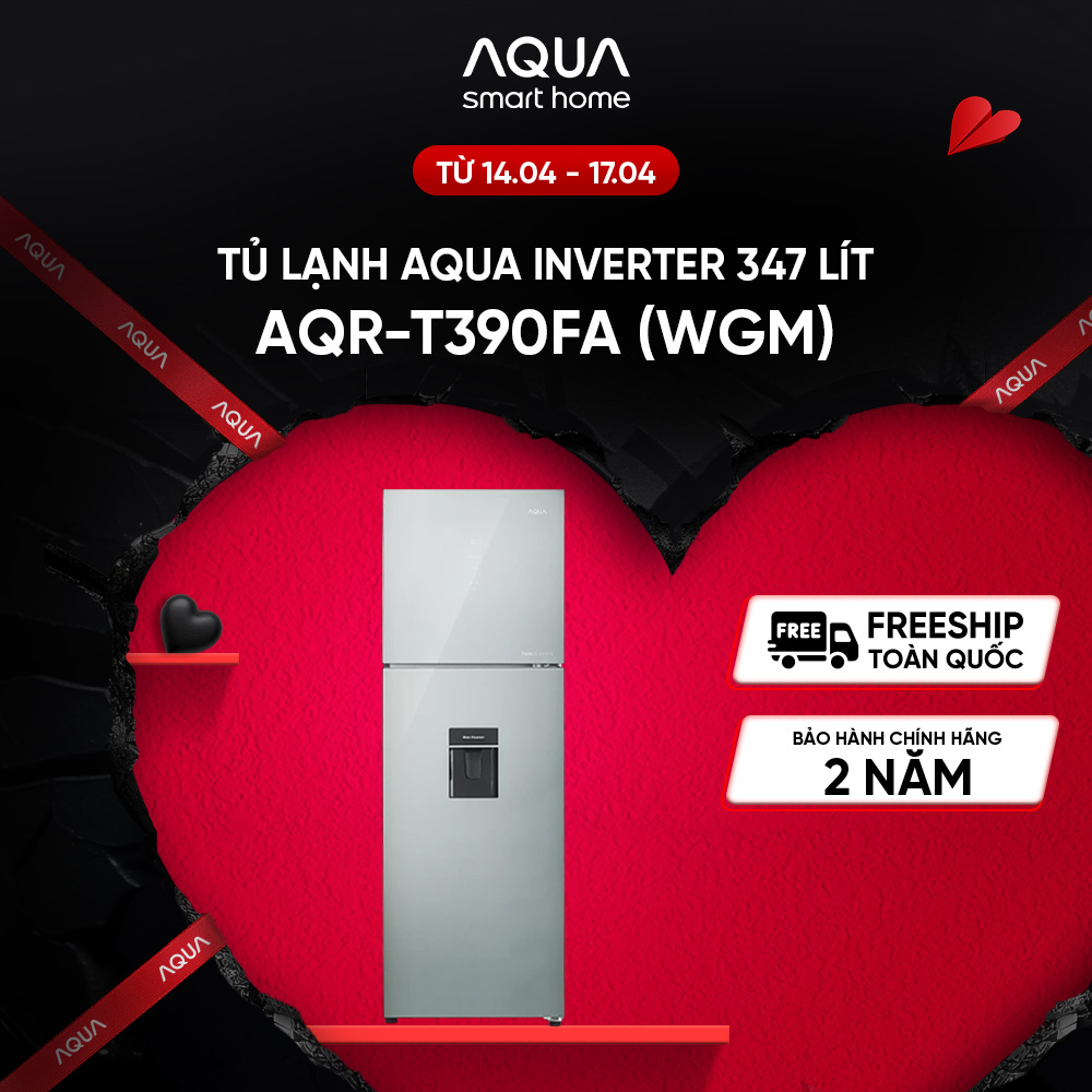 Tủ lạnh Aqua Inverter 347 lít AQR-T390FA(WGM) - Bảo hành 2 năm - Freeship toàn quốc - Hàng chính hãng