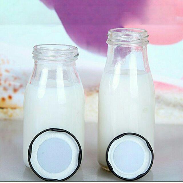 Combo 6 Chai Chai thủy tinh 200ml trơn nắp đen