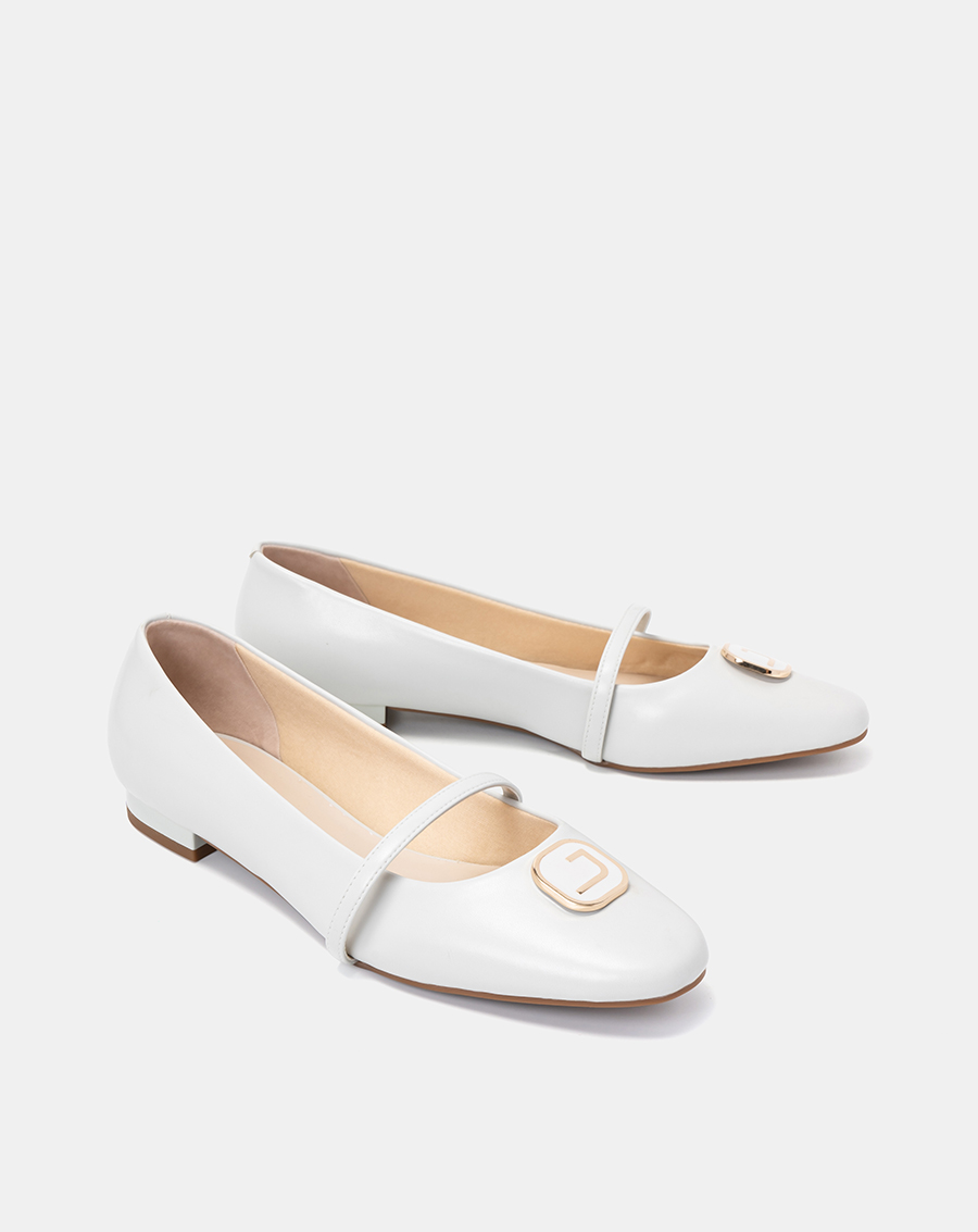 Giày Búp Bê Nữ 3cm Thời Trang JUNO Khoá Trang Trí Chữ J BB03096