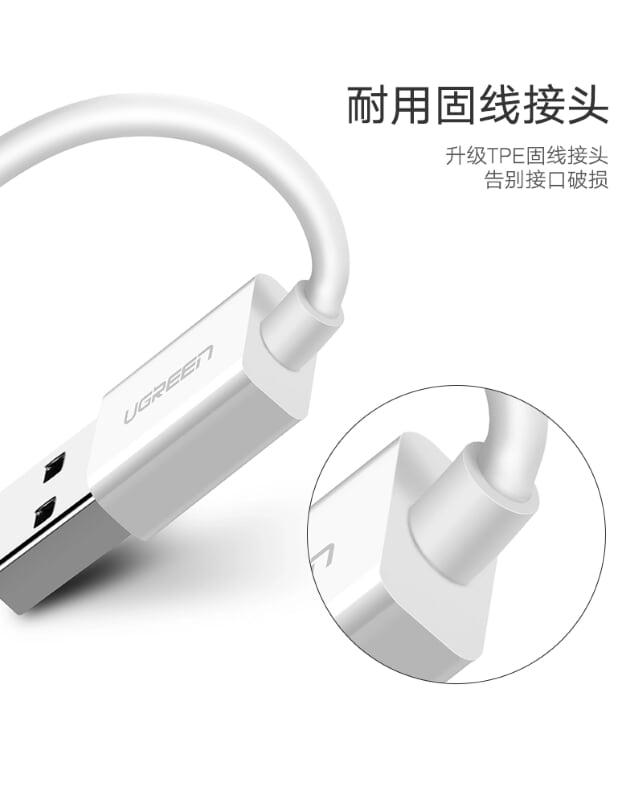 Ugreen UG50146US260TK 10CM màu Trắng Cáp chuyển đổi USB 2.0 sang đầu 3.5mm dương cho máy iPOD - HÀNG CHÍNH HÃNG