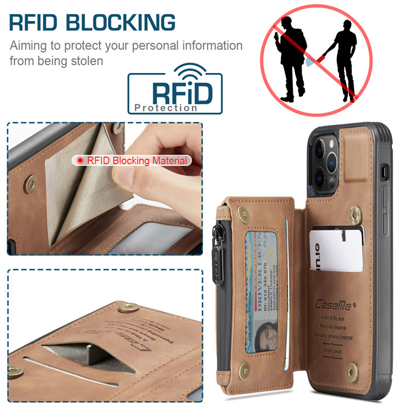 Ốp Lưng Da Bò Thật Chính Hãng CaseMe Kèm Ví Chống Sốc Cho iPhone 12/ 12 Pro