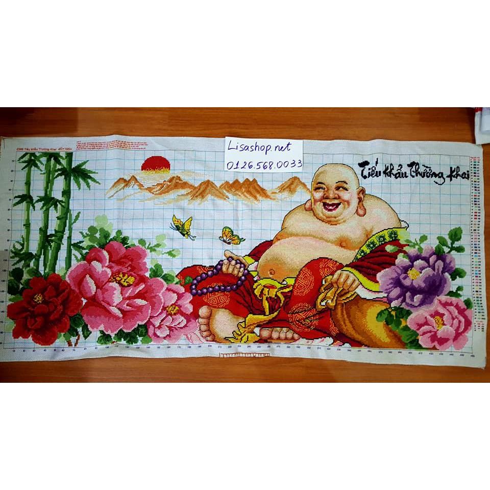 Tranh thêu PHẬT DI LẠC đã thêu 107x50cm