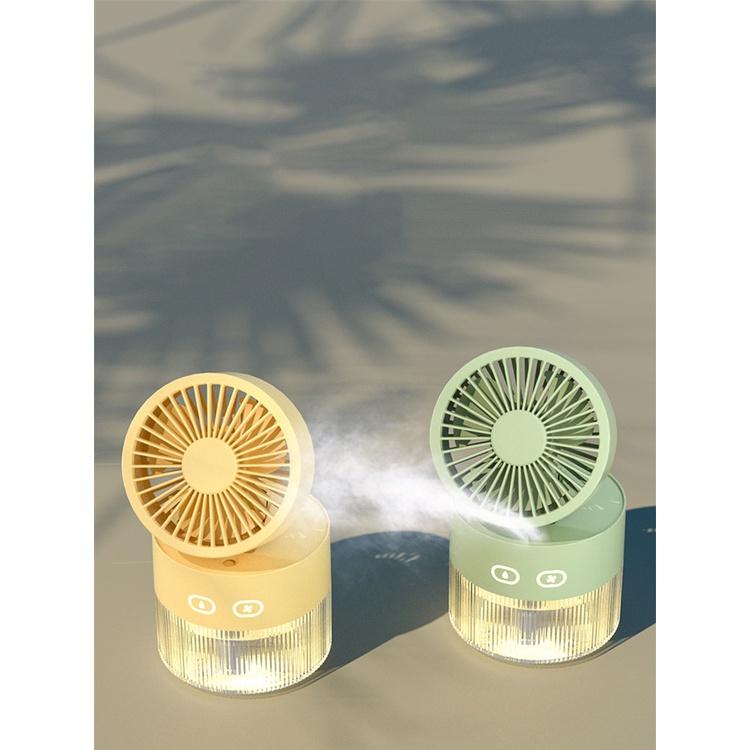 JIASHI Quạt Làm Mát mini Để Bàn Có Đèn Ngủ Và Phun Sương Điều Chỉnh Được Hàng nhập khẩu