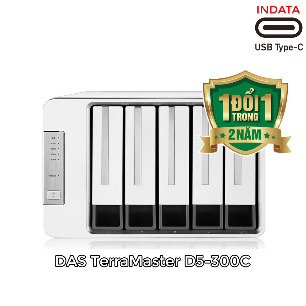 Bộ lưu trữ dữ liệu DAS TerraMaster D5-300C RAID 2+3, USB Type-C, 5 khay ổ cứng RAID 0,1,JBOD,Single, tốc độ 410MB/s - Hàng chính hãng