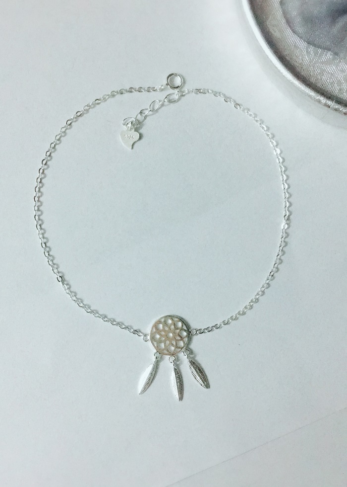Lắc chân nữ bạc 925 Huệ Ngân - Dreamcatcher bùa bắt giấc mơ RYBJ50076
