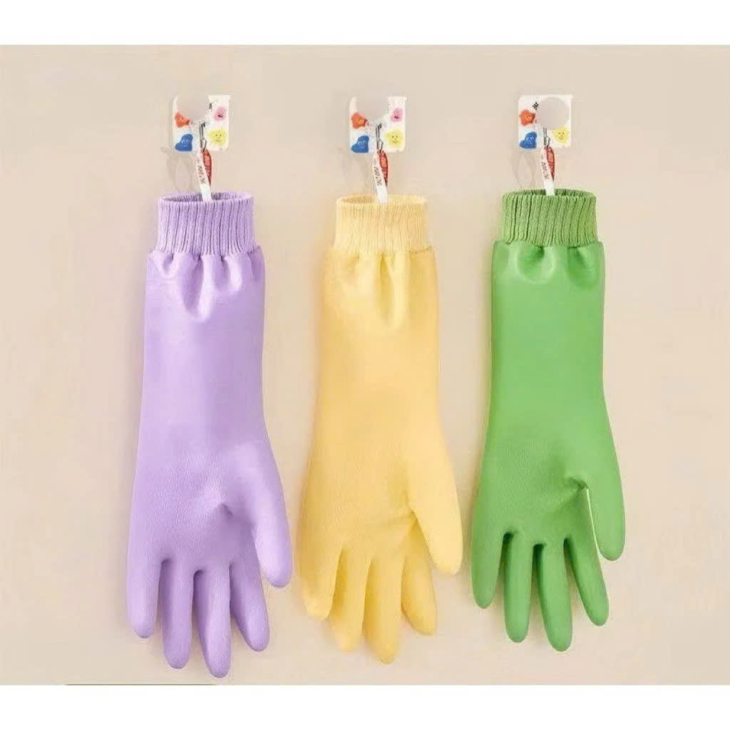 Găng Tay Cao Su Lót Nỉ Dài 33cm – Chống Thấm Nước, Bo Chun Chống Trơn Trượt, Giữ Ấm - Găng Tay Rửa Bát, Dọn Dẹp, Bảo Vệ Tay- Hàng Loại 1-Chất Lượng Cao- Chính Hãng MINIIN