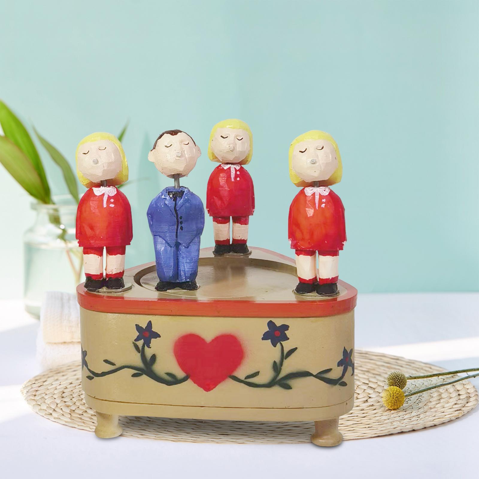 Kissing Couple Doll Music Box Creative Music Mechanism Rotating Statue for Birthday Gifts Boys