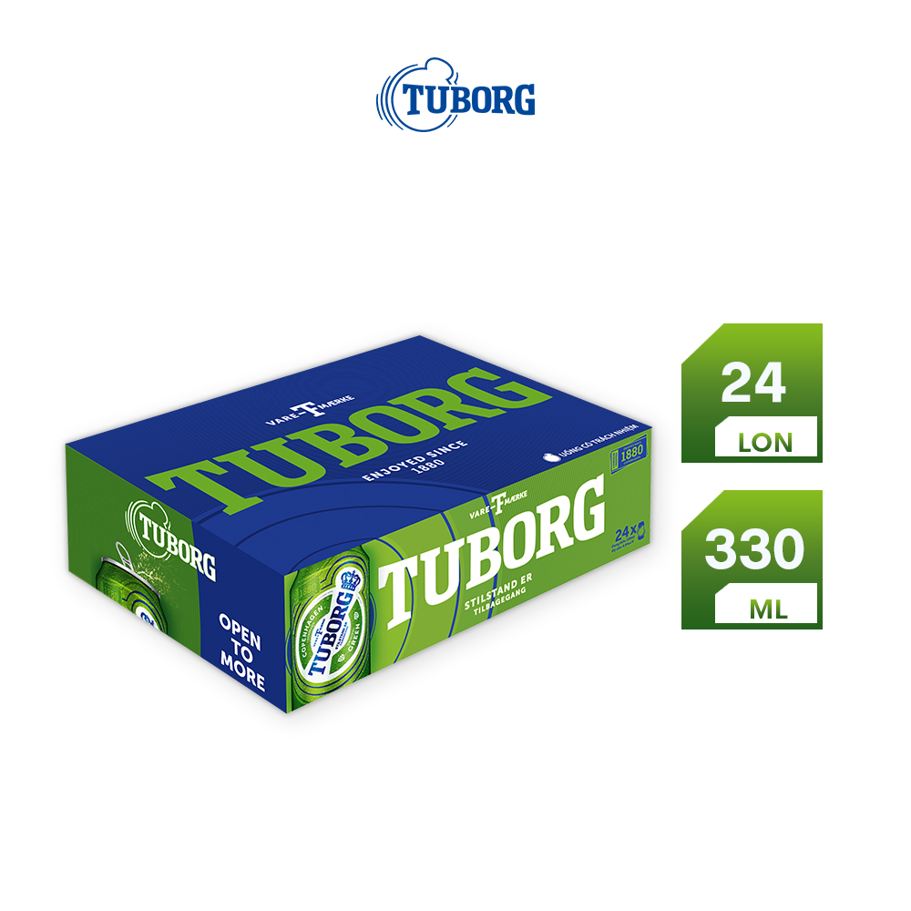 Nồng độ cồn 4.9% - Thùng 24 lon bia Tuborg 330ml