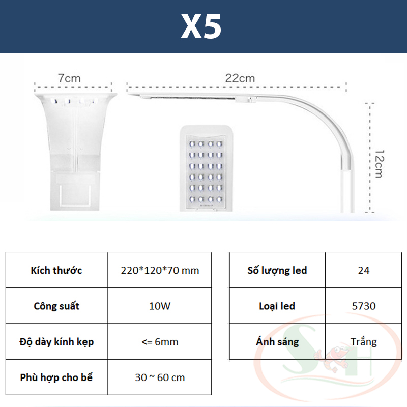 Led Kẹp Mini Super Slim Bright X3, X5, X5 Plus Đèn Kẹp Bể Cá Tép Nhỏ
