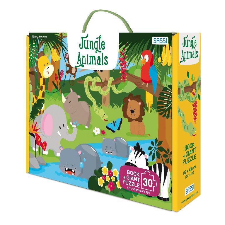 Bộ tranh xếp hình khổng lồ cho bé kèm sách Giant Puzzle And Book - Jungle Animals