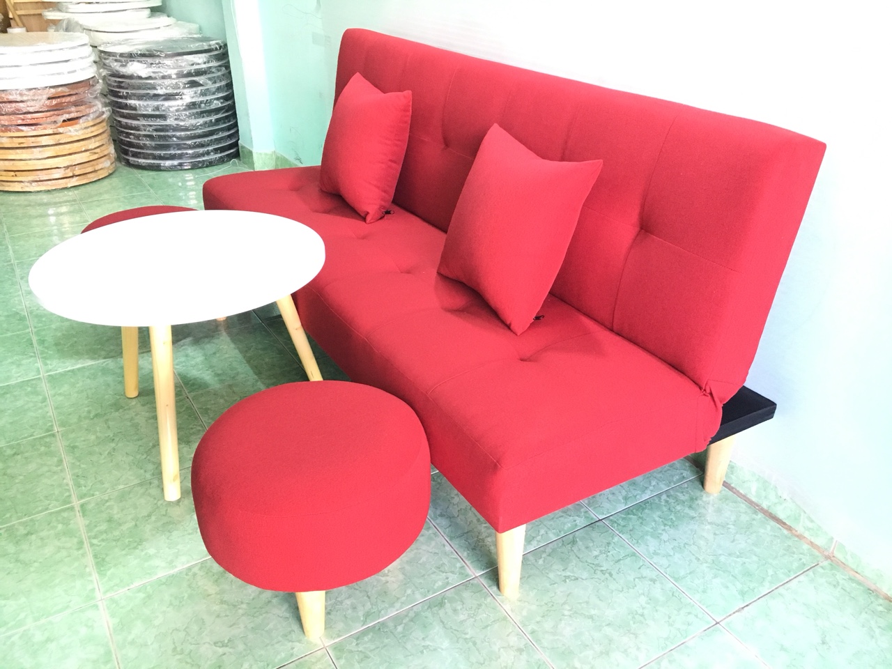 Bộ sofa giường bed đỏ SB1-cabo