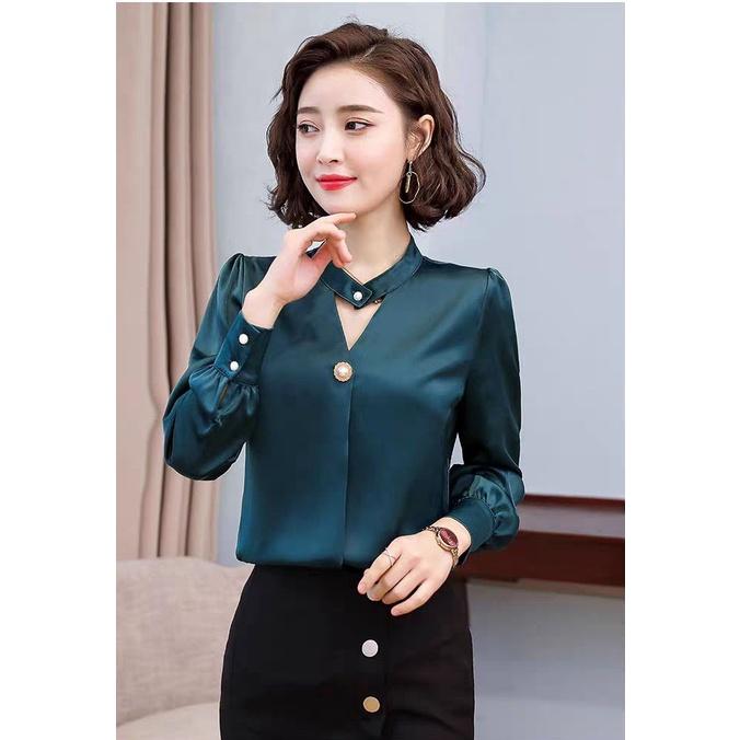 áo sơ mi nữ công sở vải lụa ngọc trai - TA139