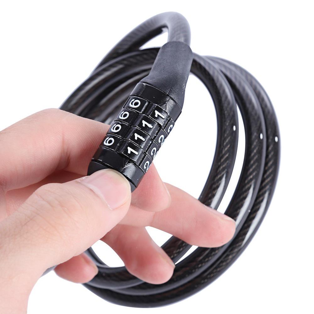 Khóa Dây Xe Đạp Mở Rộng Dây Chống Trộm Mật Mã 4 Số Lõi Thép Cao Cấp Chống Cắt