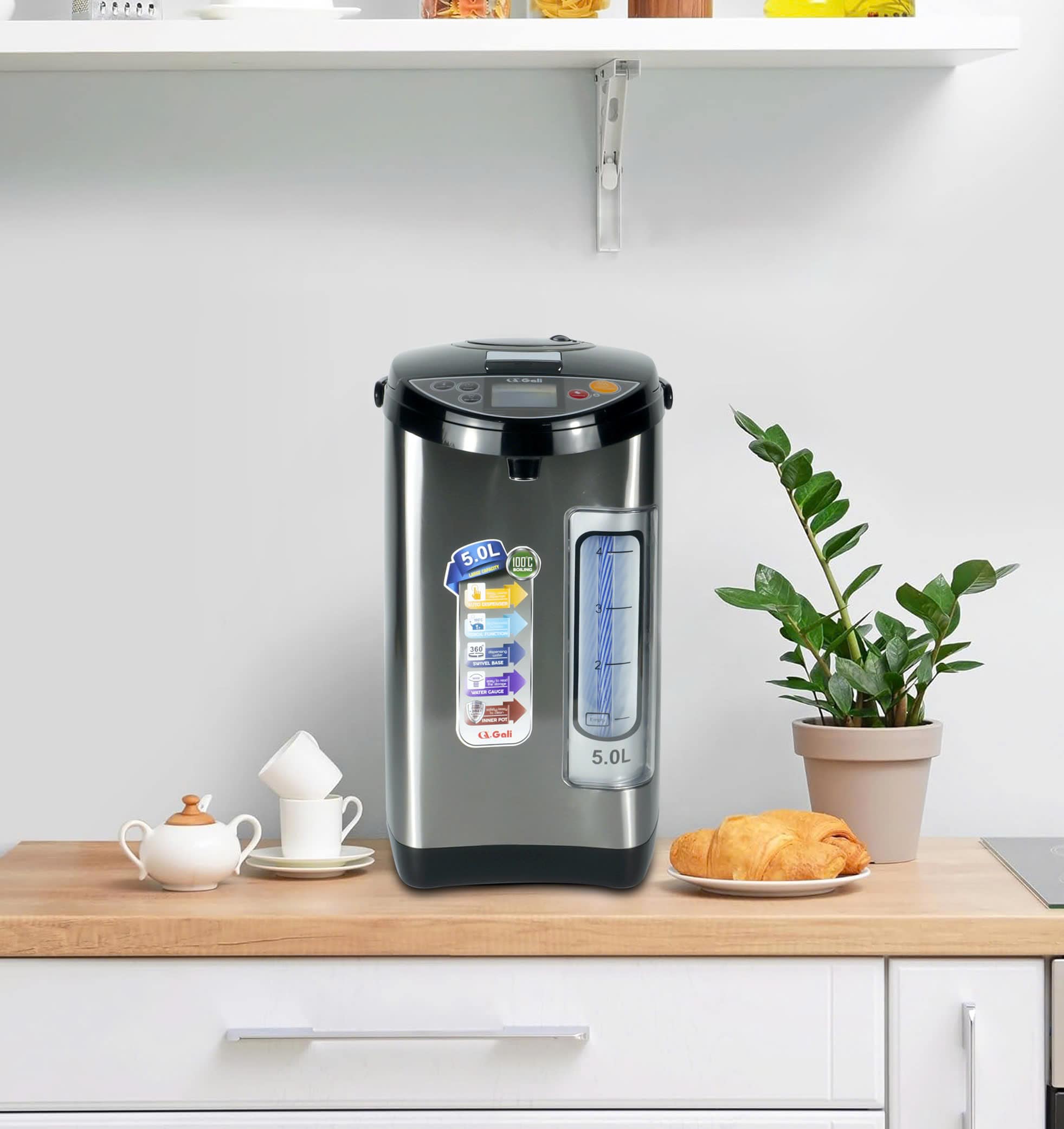 Bình Thuỷ Điện Gali GL-5050B Dung tích 5L nhỏ gọn, Thân bằng nhựa nguyên sinh cao cấp, lòng trong bằng Inox 304 dày chất lượng. Hàng chính hãng chất lượng cao bảo hành 24 tháng.