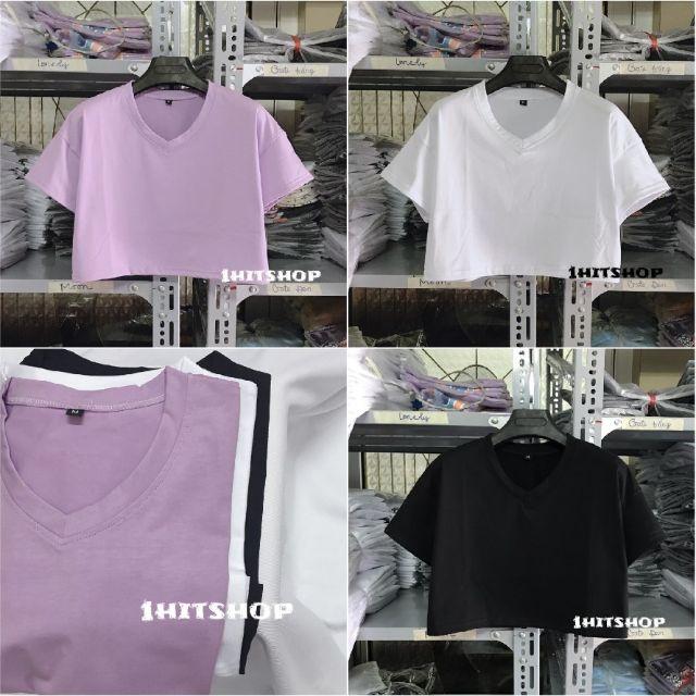 Áo thun croptop form rộng cổ tim