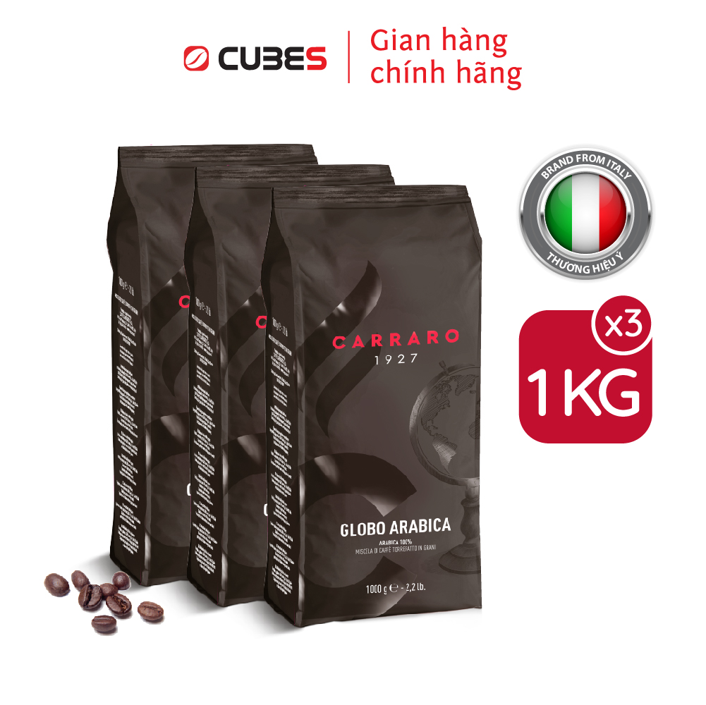 Combo Cà phê hạt Carraro Globo Arabica - Nhập khẩu chính hãng 100% từ thương hiệu Carraro, Ý