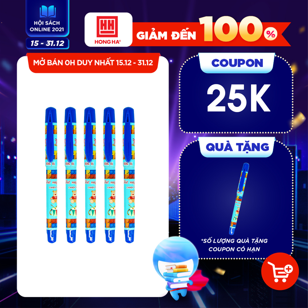 Combo 5 bút máy nét thường Candy Bear 2271 (giao màu ngẫu nhiên)