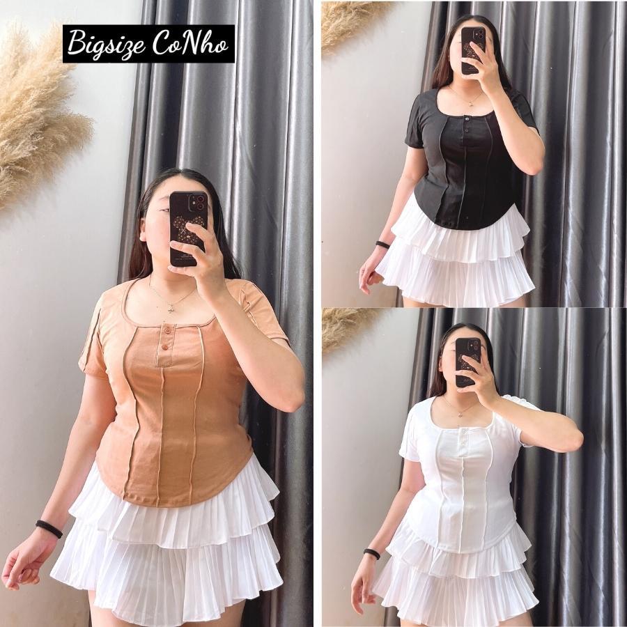 Áo thun nút bigsize oversize cổ chữ U dáng vừa cho các nàng Chuppy TNN