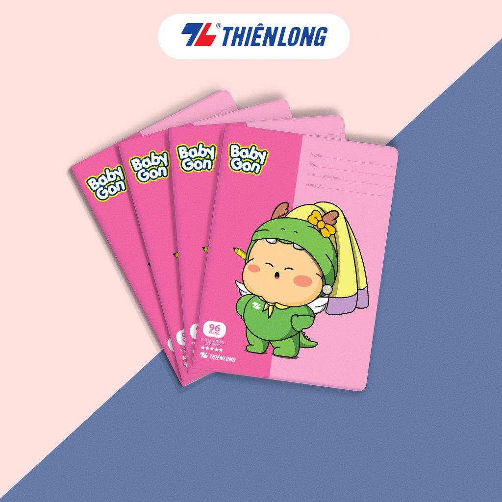 [TẶNG 02 CUỐN] Combo 10 Tập học sinh 96 trang 4 ô ly vuông 2mm 100gsm NB-124 Thiên Long - Mẫu ngẫu nhiên