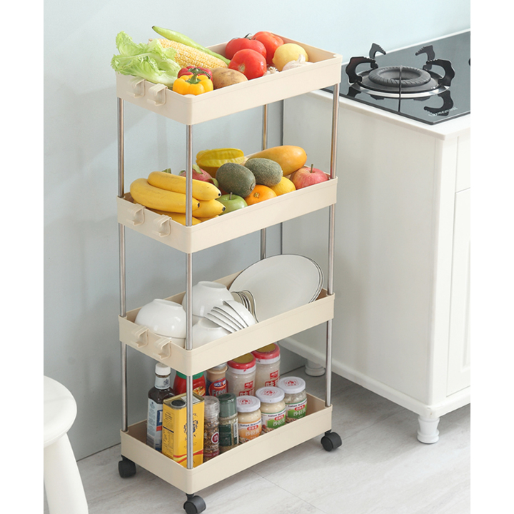 Kệ để đồ đa năng thông minh 4 tầng có bánh xe