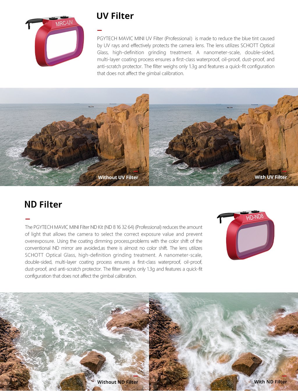 Combo 4 lens filter ND Mavic Mini - PGYtech - professional - hàng chính hãng